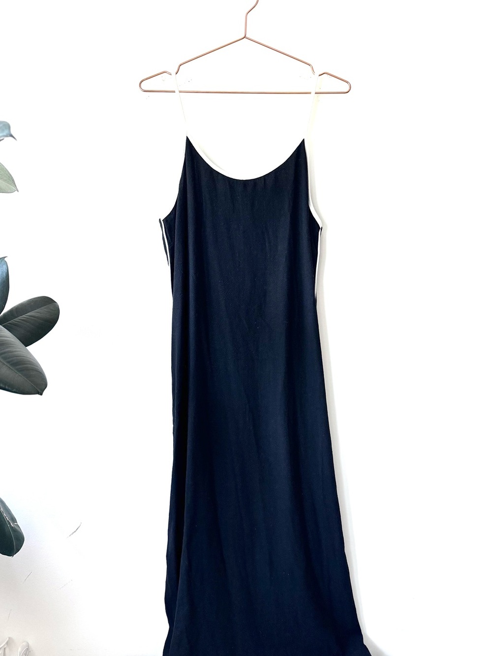 Classic Linen Viscose Dress Spaghetti Strap Maxi